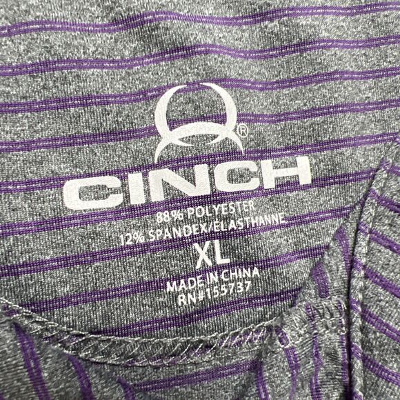 Cinch Men Golf Polo Shirt XL Wrinkle Resistant Performance Purple Grey Office - Picture 3 of 8